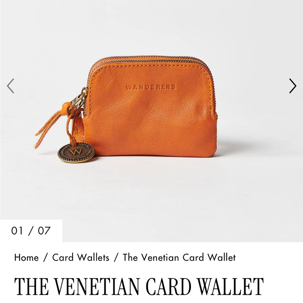 Tan Wallet with Zipper Closure and Textured Leather